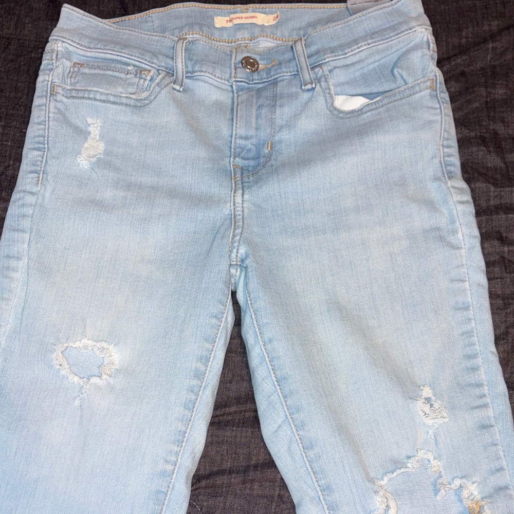 Levi's Light Blue Ripped Skinny Jeans